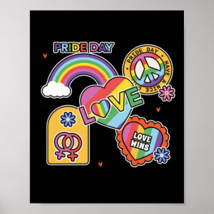Póster Amor. LGTB+Orgullo. Día del orgullo. Amor arcoiris