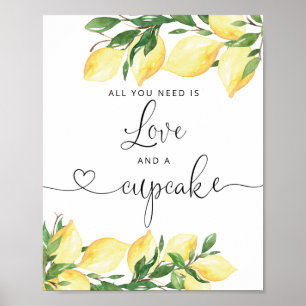 Póster Amor limón y pastel Rótulo de ducha de novia