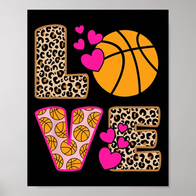 Póster Amor lindo Baloncesto Leopardo Mujeres Chicas Bas (Frente)