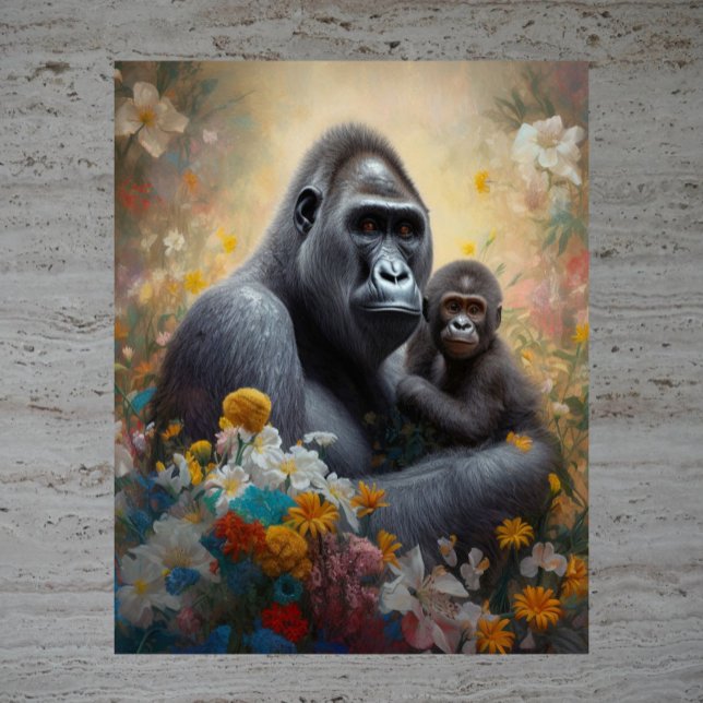 Póster Amor maternal - acuarela Imagen de la madre gorila (Subido por el creador)