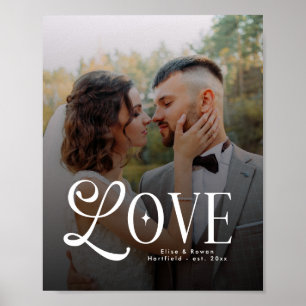 Póster Amor Moderno Monograma de Boda Personalizado para 
