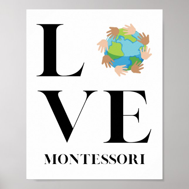 Póster Amor | Montessori | Manos alrededor del mundo (Frente)
