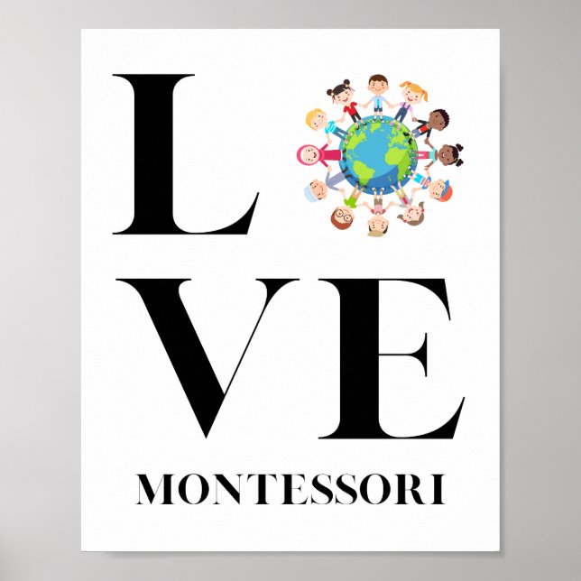 Póster Amor | Montessori | Niños De Todo El Mundo (Frente)