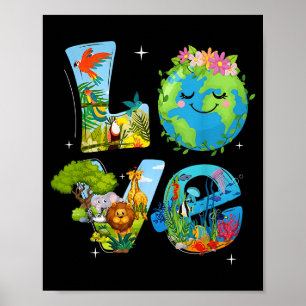 Póster Amor mundo día de la tierra 2026 animal ambiental 