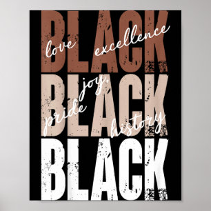 Póster Amor Negro Excelencia Alegría Orgullo Historia Neg