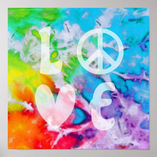 Póster Amor Paz Abstracto Boho Acuarela Arcoíris Batik (Frente)