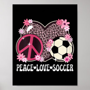 Póster Amor Paz Fútbol Amante Estampado Leopardo Mujer Ch