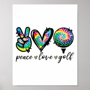 Póster Amor Paz Golf Jugador Tie Dye Amantes del Golf Div