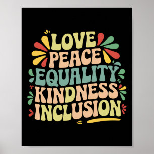 Póster Amor Paz Igualdad Amabilidad Inclusión Historia Ne