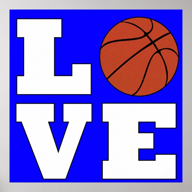 Póster AMOR Personalizado de baloncesto Color Diversión D (Frente)
