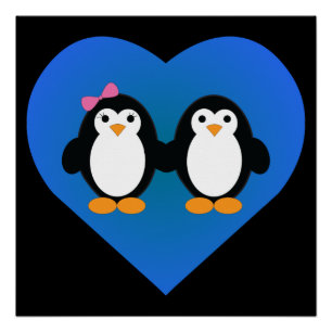 Póster Amor pingüino