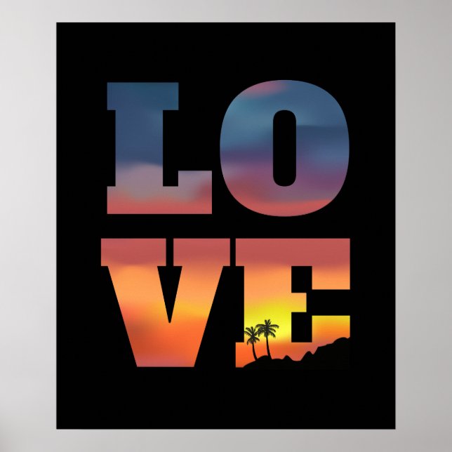 Póster Amor por el atardecer tropical (Frente)