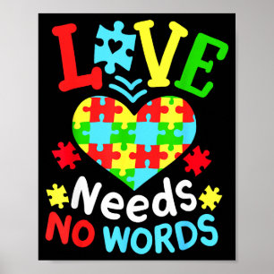 Póster Amor por la Conciencia del Autismo No Necesita Pal