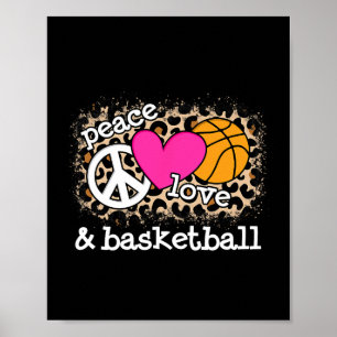 Póster Amor por la Paz Cute Baloncesto Leopardo Hombres I