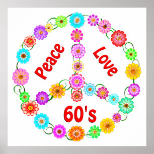 Póster Amor por la paz de los años 60