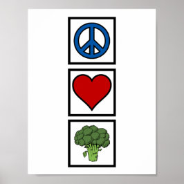 Póster Amor por la paz y brócoli
