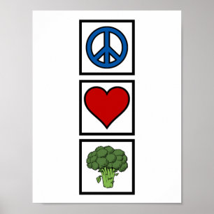 Póster Amor por la paz y brócoli