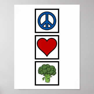 Póster Amor por la paz y brócoli