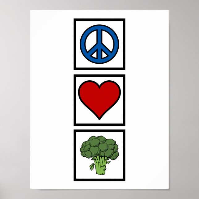 Póster Amor por la paz y brócoli (Frente)
