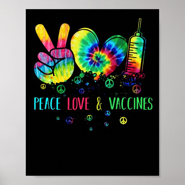 Póster Amor por la paz y tinte vacunado (Frente)