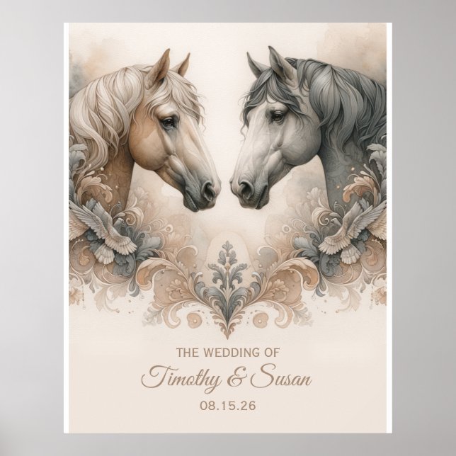 Póster Amor por los caballos Boda Rótulo Poster (Frente)