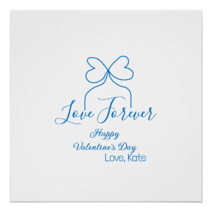 Póster Amor por siempre lazo azul feliz día de San Valent
