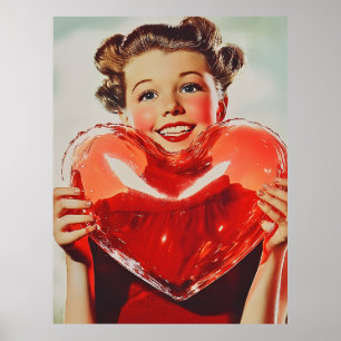 Póster Amor retro: Brillo cardíaco de los años 50
