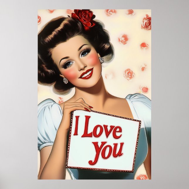 Póster Amor retro de clavijas (Frente)
