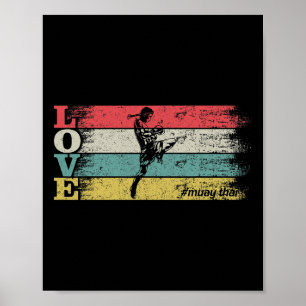 Póster Amor Retro Vintage Mma Kickboxing Muay Thai Siluet