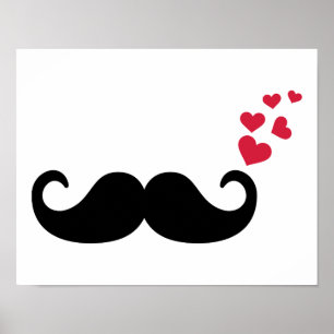 Póster Amor rojo de los corazones del bigote