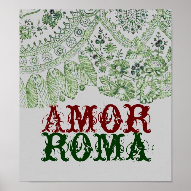 Póster Amor Roma con encaje verde (Frente)