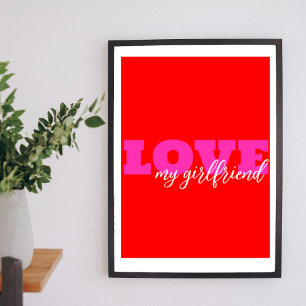Póster Amor Rosa (agrega tu texto) Regalo de San Valentín
