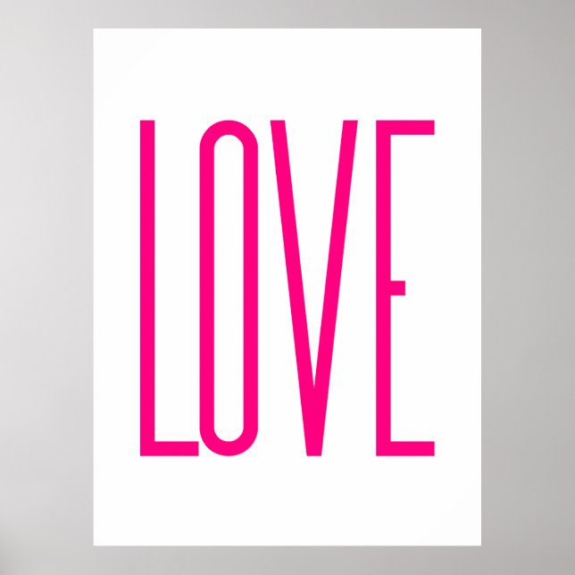 Póster Amor rosa brillante moderno (Frente)