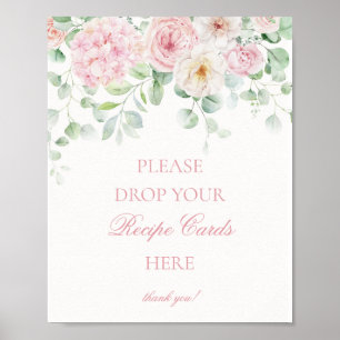 Póster Amor rosado en la hidrangea floral de la flor en f