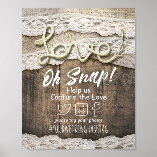Póster Amor Rústico de Campo Cuerda de Encaje Snap Etique (Frente)