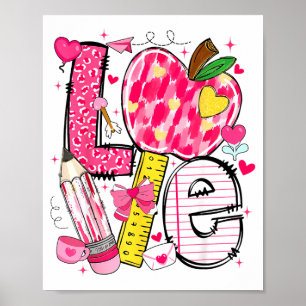 Póster Amor San Valentín Lápiz Apple Maestro Chicos Chica