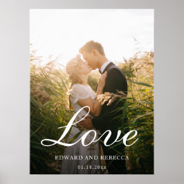 Póster Amor Simple Foto de recién casados Elegante Boda