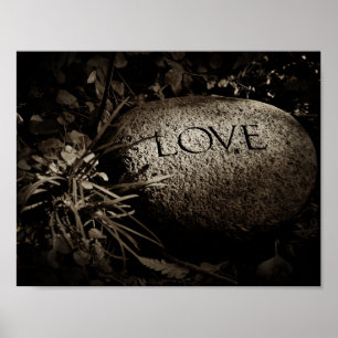Póster "Amor" tallado en piedra en Sepia