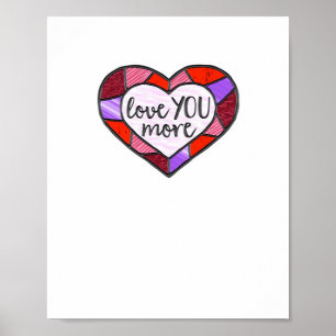 Póster Amor Te Más Vidrio Pintado Corazón Mosaico Artísti
