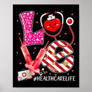 Póster Amor Trabajador de Salud Enfermera Corazón Cute Va