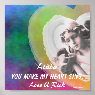 Póster Amor usted hace que mi corazón canta