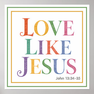 Póster Amor Vibrante en Acuarela como Jesús Cita Bíblica