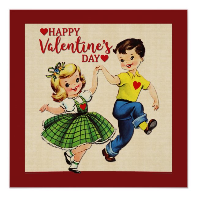 Póster Amor vintage de San Valentín (Anverso)