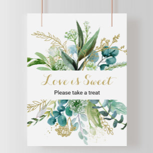 Póster Amor Vintage Dorado y Verde Eucalipto es Dulce