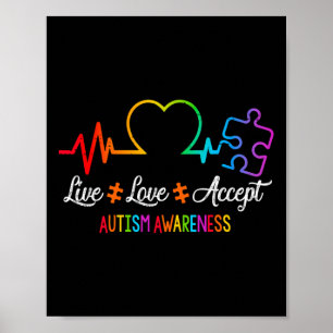 Póster Amor Vivo Acepta Autismo Conciencia Tejido Rompeca