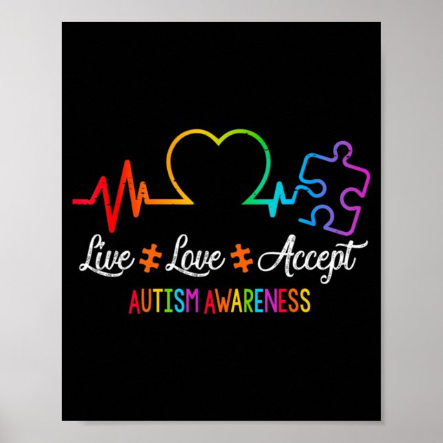 Póster Amor Vivo Acepta Autismo Conciencia Tejido Rompeca (Frente)