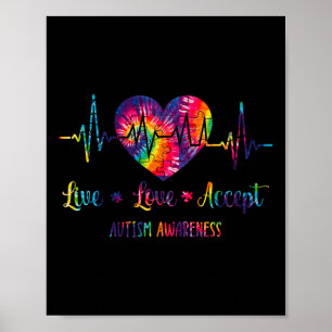 Póster Amor Vivo Acepta Autismo Concienciación Tejido Aut