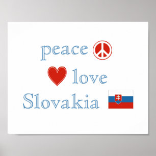 Póster Amor y Eslovaquia de la paz