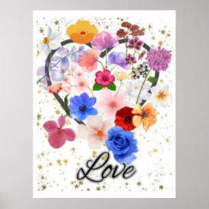 Póster Amor y flores