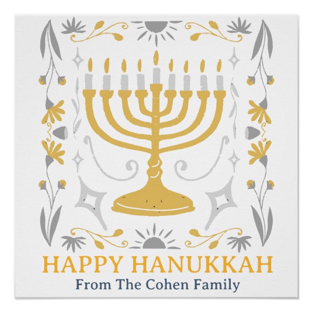 Póster Amor y luz | Familia Hanukkah Happy simple (Anverso)